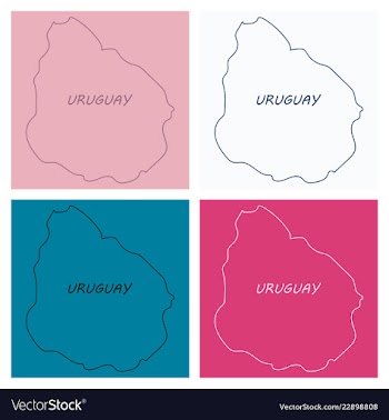 Waving fabric flag map of uruguay vector image