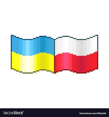 waving flags of ukraine and poland