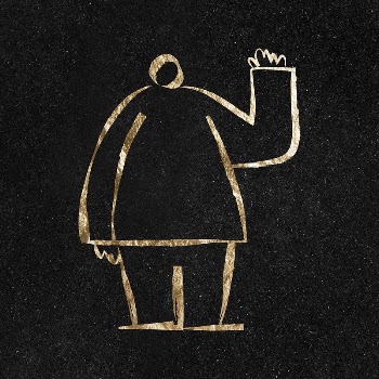 Waving man sticker, gold aesthetic | Free PSD Illustration - rawpixel