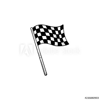 Waving racing checkered flag hand drawn outline doodle icon