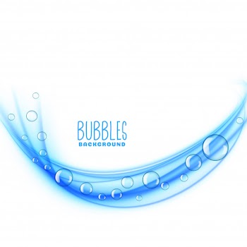 Wavy blue bubbles background Free Vector
