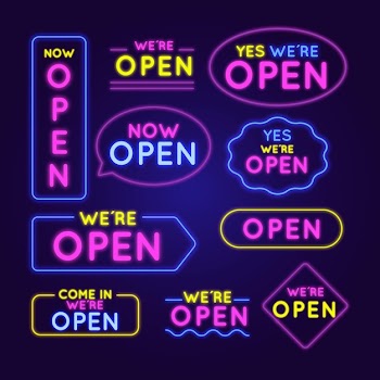 We are open - neon sign collection Free Vector