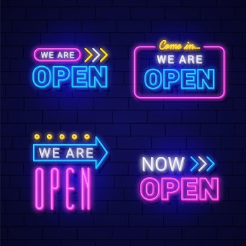 We are open neon sign collection Free Vector