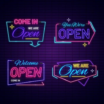 We are open neon sign collection Free Vector
