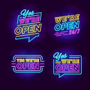 We are open - neon sign collection Free Vector