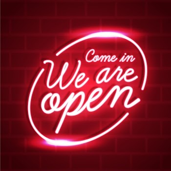 We are open neon sign design Free Vector