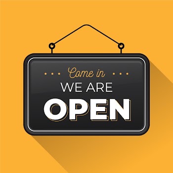 We are re-opening black sign Free Vector
