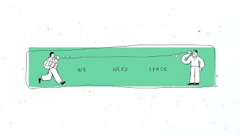 We need space vector social distancing doodle sticker
