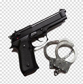 Weapon Firearm Military, Black pistols and handcuffs transparent background PNG clipart