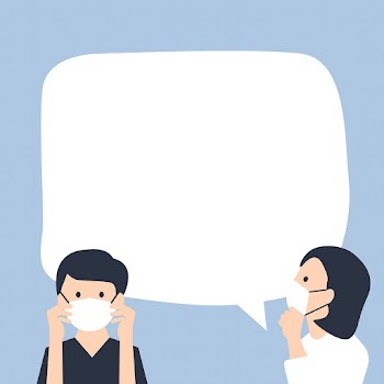 Wear a mask Covid 19 speech bubble design space