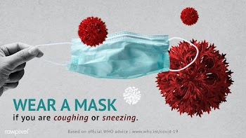 Wear a mask if you are coughing or sneezing awareness message template.. | Free  vector - 2318860