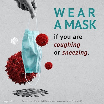 Wear a mask if you are coughing or sneezing awareness message template.. | Free  vector - 2319475