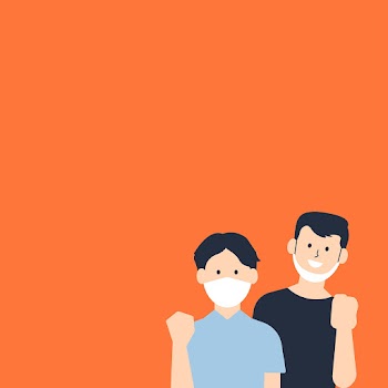 Wear a mask vector orange background
