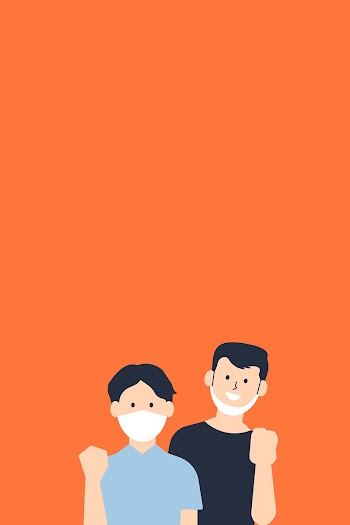 Wear a mask vector orange background