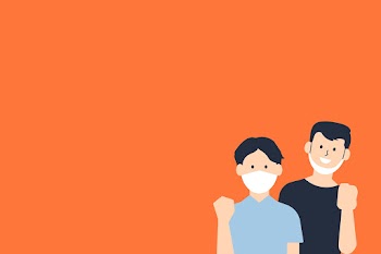 Wear a mask vector orange background