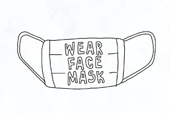 Wear face mask psd in the new normal doodle illustration