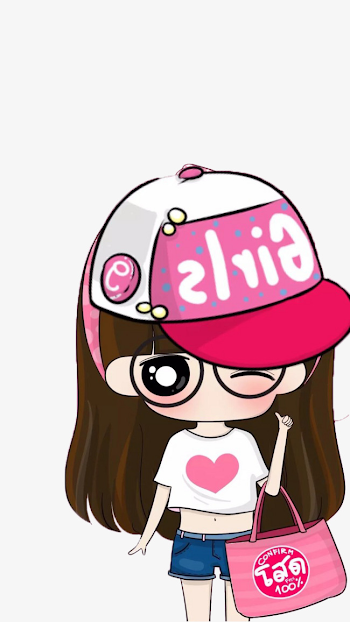 Wearing A Pink Baseball Cap Cute Little Cartoon Girl, Baseball ...