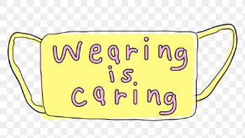 Wearing is caring mask png new normal lifestyle doodle sticker