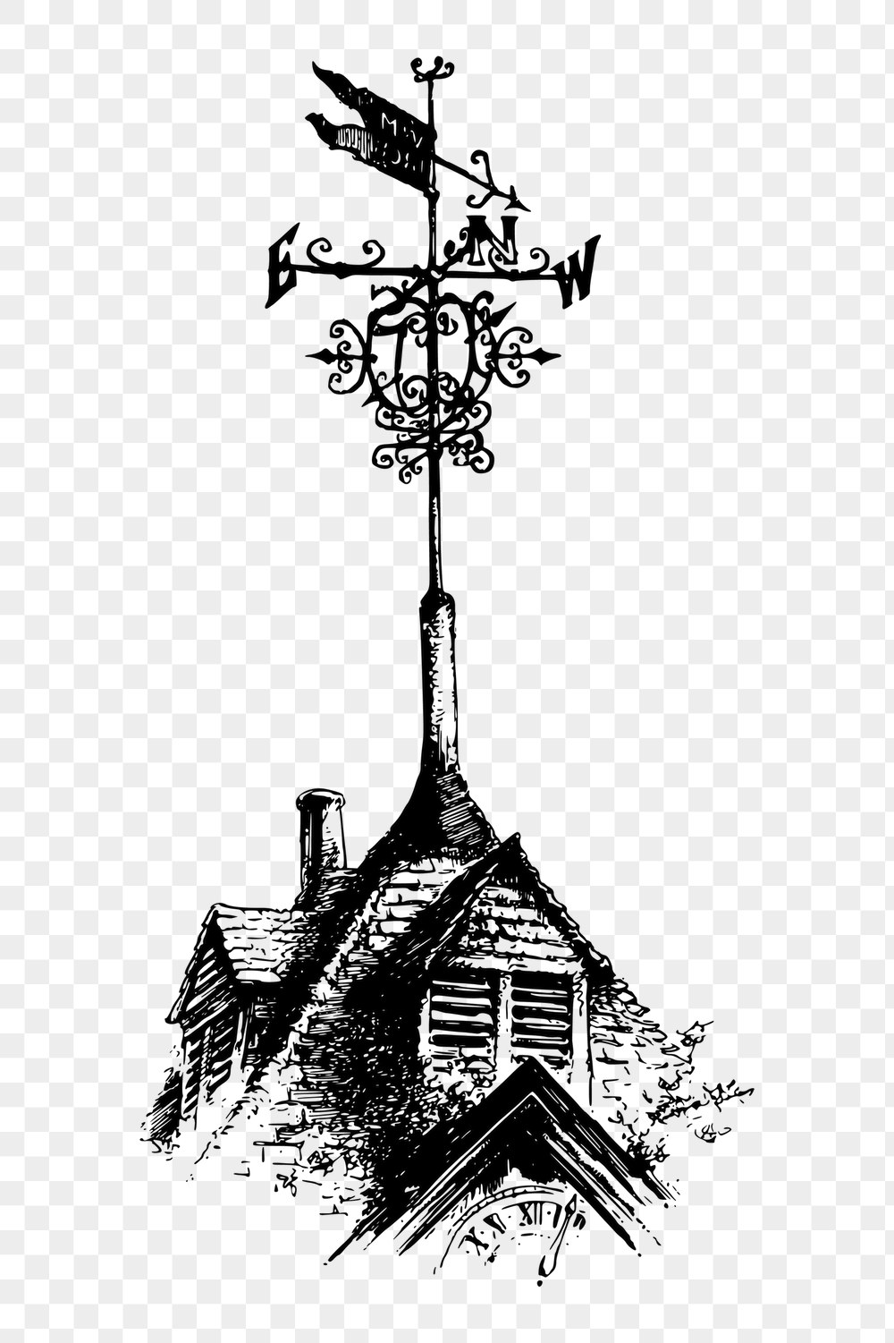 Weather vane png sticker, architectural | Free PNG - rawpixel