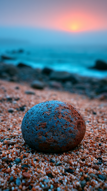 Weathered Basalt Pebble on Historic Shoreline