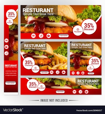 Web banner set for restaurant vector image