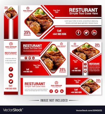 Web banner set for restaurant vector image