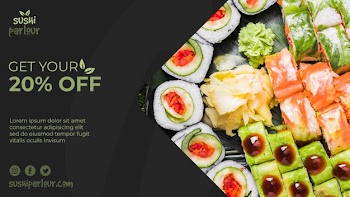 Web banner template for japanese restaurant Free Psd
