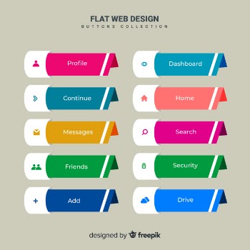 Web button set in flat design