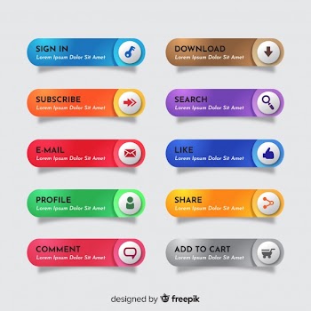 Web button set in flat style Free Vector