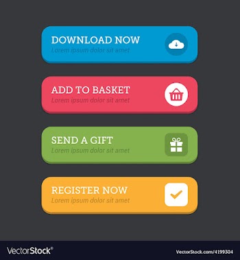 Web button set in four colours with icons vector image