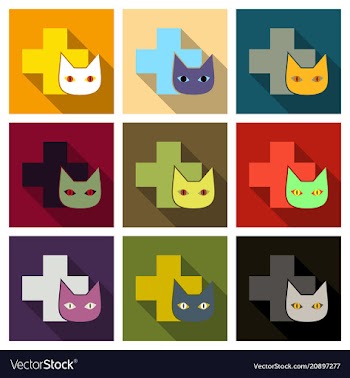 Web line icon veterinary medicine icon cat and vector image