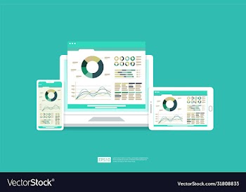 web statistics analytic charts on laptop device