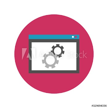 webpage template with gears block and flat style