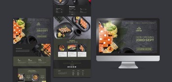 Website template for japanese restaurant Free Psd