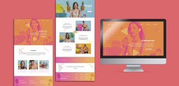 Website templates in memphis style with summer concept Free Psd