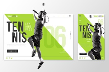 Webtemplate landing page for tennis Free Vector