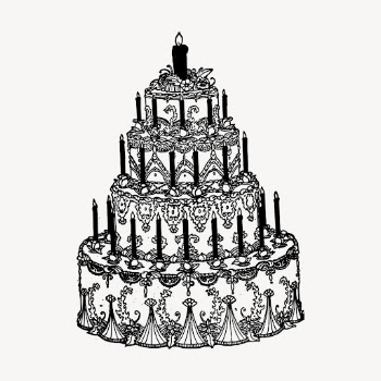 Wedding cake hand drawn clipart, | Free Vector Illustration - rawpixel