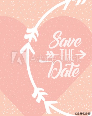wedding card save the date love heart decoration vector illustration