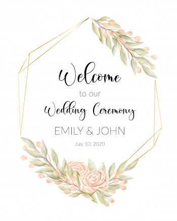 Wedding card with floral frame Free Vector