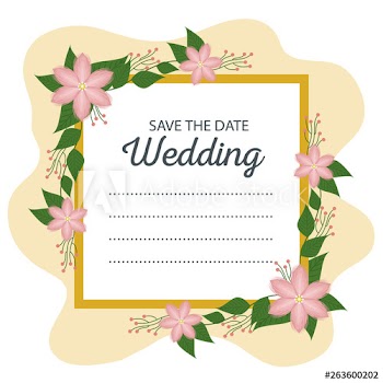 wedding card with flowers decoration to event