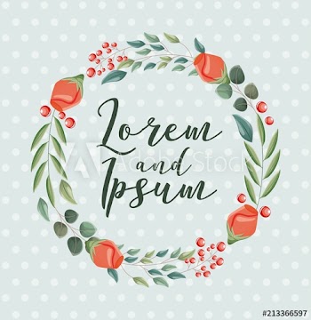 wedding card wreath flowers leaves natural decoration