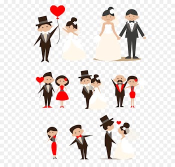 Wedding Cartoon couple Clip art - Hand-drawn cartoon bride and groom couples 