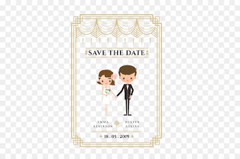 Wedding Cartoon Marriage - Bride and groom wedding invitation card vector material 