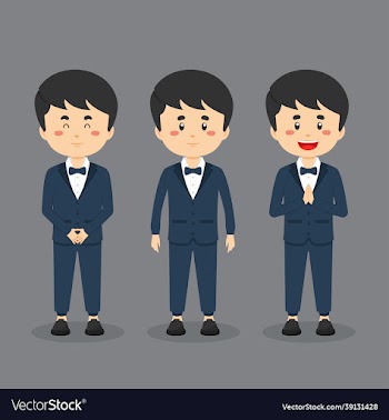 wedding character with various expression