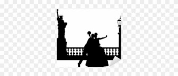 Wedding Couple In New York Silhouette Sticker • Pixers® - Statue Of Liberty Silhouette
