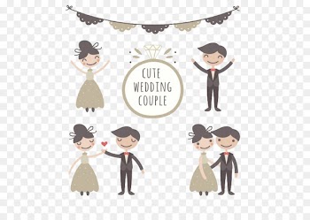 Wedding couple Marriage Drawing Bridegroom - Hand set of funny wedding couple 