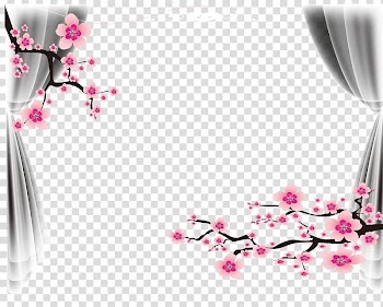 Wedding Do it yourself, Wedding poster frame, pink tree blossoms and gray curtains illustration transparent background PNG clipart