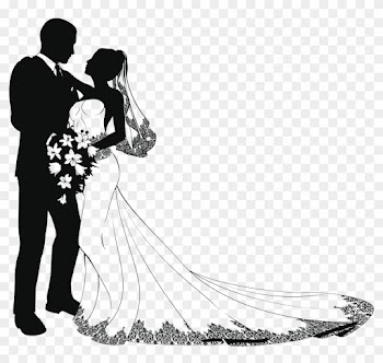 Wedding Drawing Bride Clip Art - Bride And Groom Silhouette
