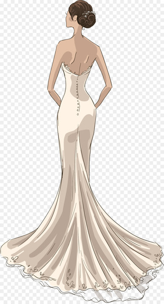 Wedding dress Drawing Model - White wedding vector 