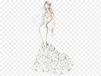 Wedding dress Fashion Bride Sketch - Hand-painted wedding 